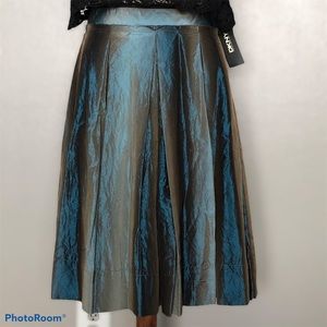 DKNY Iridescent Silk A-line Midi Skirt Sz10 NWT